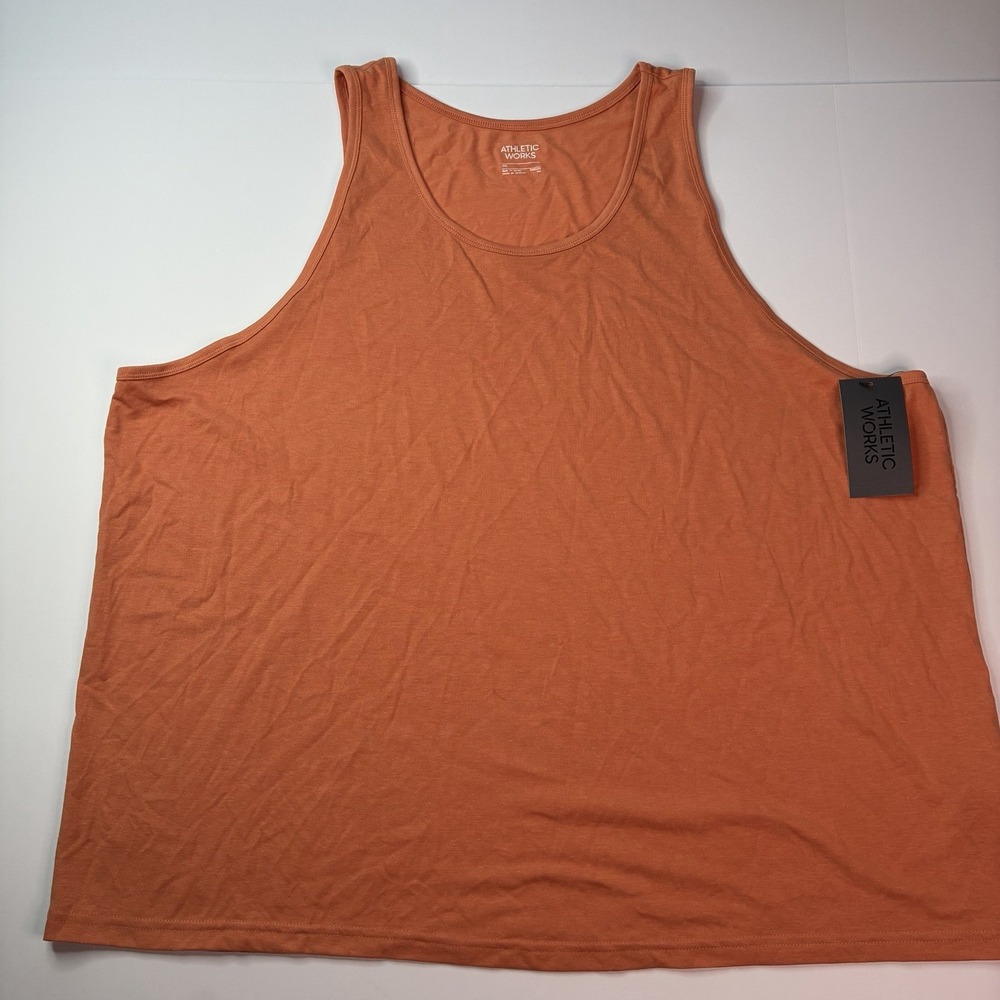 Athletic Works Men's Orange Round Neck Tri Blend Tank Top Size 3XL (54-56) NWT